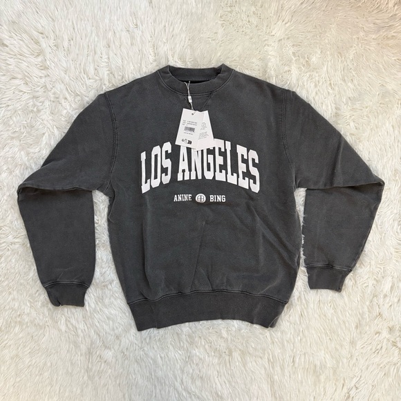 Anine Bing Ramona Los Angeles Sweatshirt in Washed Black VARIOUS SIZES - Picture 9 of 10